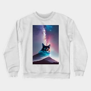 Copy of Galaxy Cat Double Exposure - Modern Digital Art Crewneck Sweatshirt